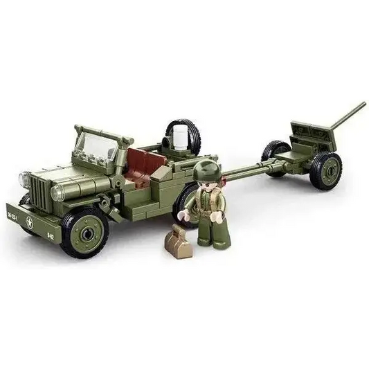 Sluban Bausatz,US Willys Jeep mit Pak, WW2, US Army, 143 Teile,NEU SL95713 - NerdMania