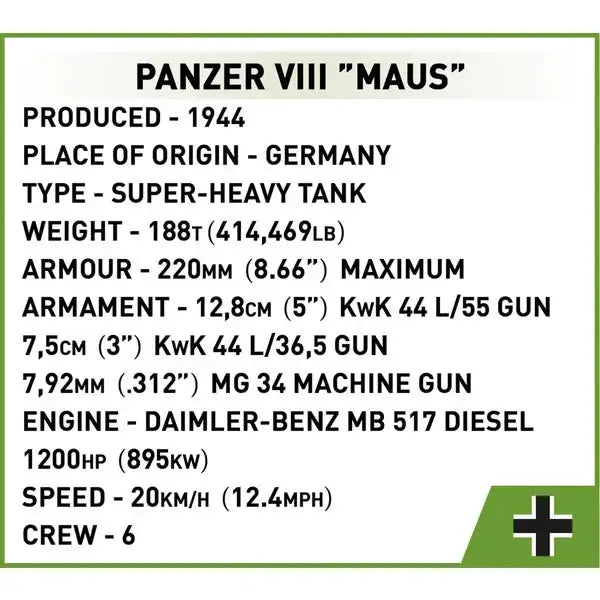 COBI 3138 Panzer VIII Maus Historical Collection Bausteine NerdMania