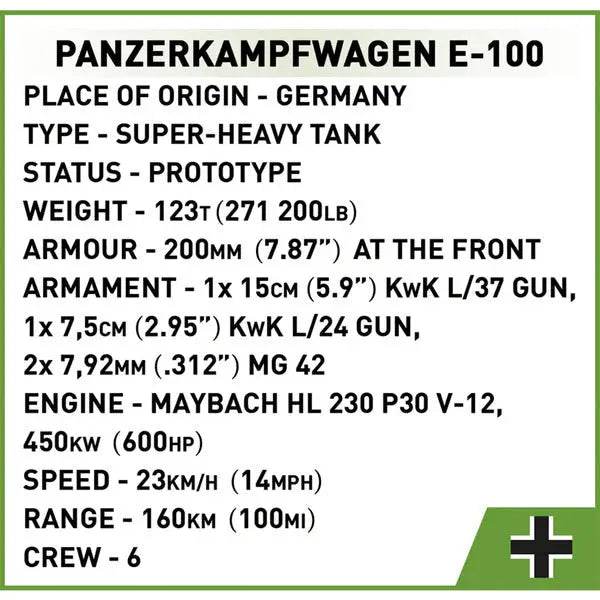 COBI 2572 Panzerkampfwagen E-100 Historical Collection Bausteine NerdMania