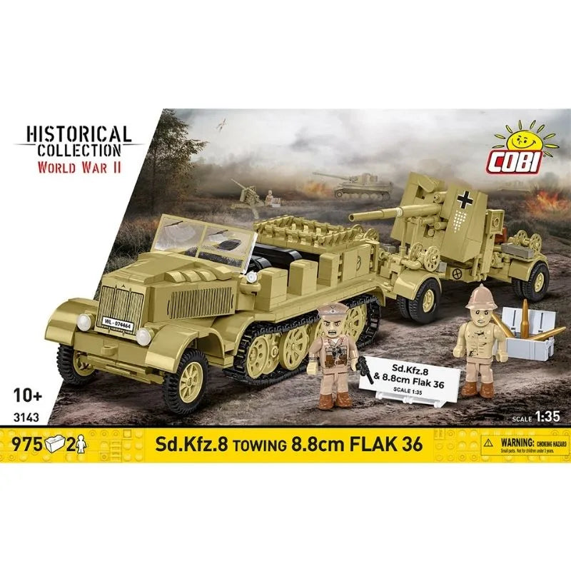 Cobi 3143 Sd.Kfz.8 Towing 8,8cm FLAK 36 WWII Klemmbausteine NerdMania