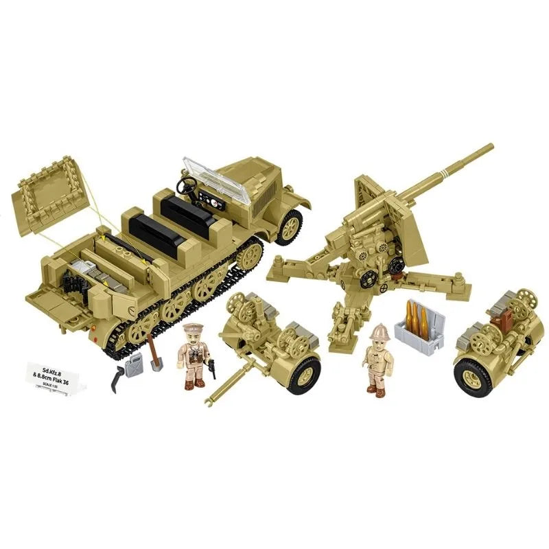 Cobi 3143 Sd.Kfz.8 Towing 8,8cm FLAK 36 WWII Klemmbausteine NerdMania