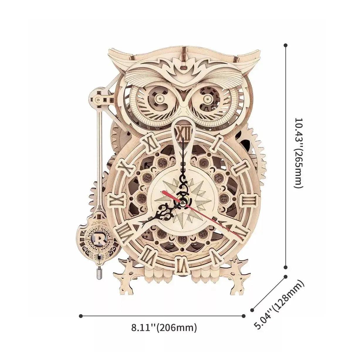 Robotime ROKR DIY 3D Holzpuzzle Owl Eule Clock Uhr Modell Bausätze Montage - NerdMania