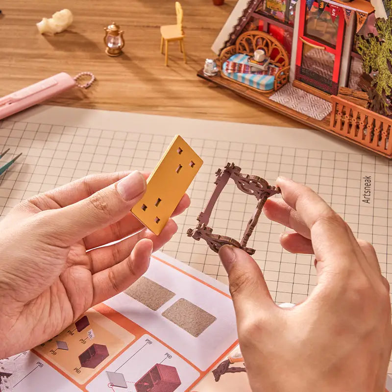 Robotime Rolife A-Frame Cabin - DIY 3D Miniaturhaus Holz Puzzle Architektur Bausatz NerdMania