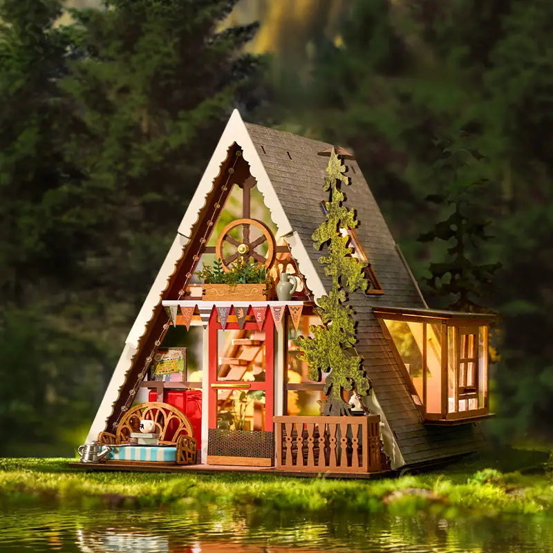 Robotime Rolife A-Frame Cabin - DIY 3D Miniaturhaus Holz Puzzle Architektur Bausatz NerdMania