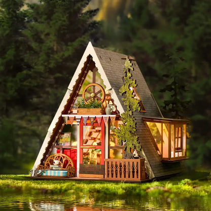 Robotime Rolife A-Frame Cabin - DIY 3D Miniaturhaus Holz Puzzle Architektur Bausatz NerdMania