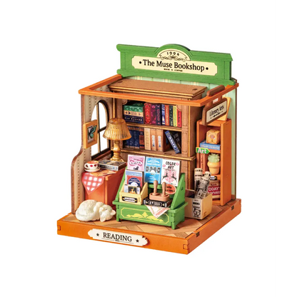 Robotime Rolife Die Muse Buchhandlung - DIY Miniatur Buchladen Holz Puzzle Bausatz NerdMania
