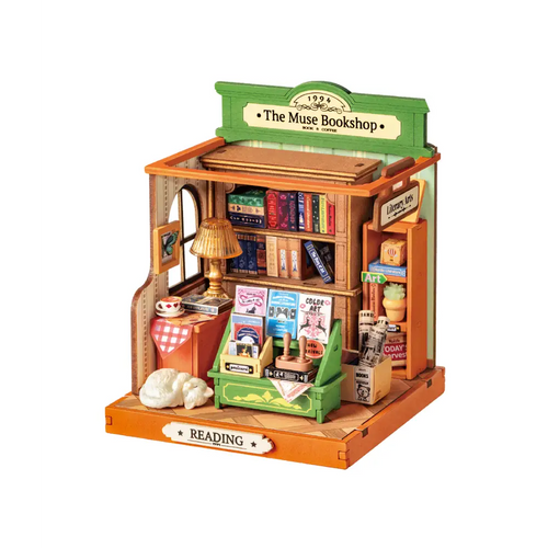 Robotime Rolife Die Muse Buchhandlung - DIY Miniatur Buchladen Holz Puzzle Bausatz NerdMania
