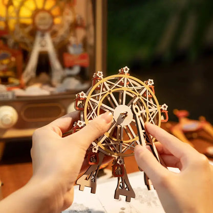 Robotime Rolife Music Dreamer Sunset Carnival - DIY 3D Holz Puzzle Spieluhr mit Licht NerdMania