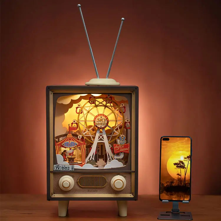 Robotime Rolife Music Dreamer Sunset Carnival - DIY 3D Holz Puzzle Spieluhr mit Licht NerdMania