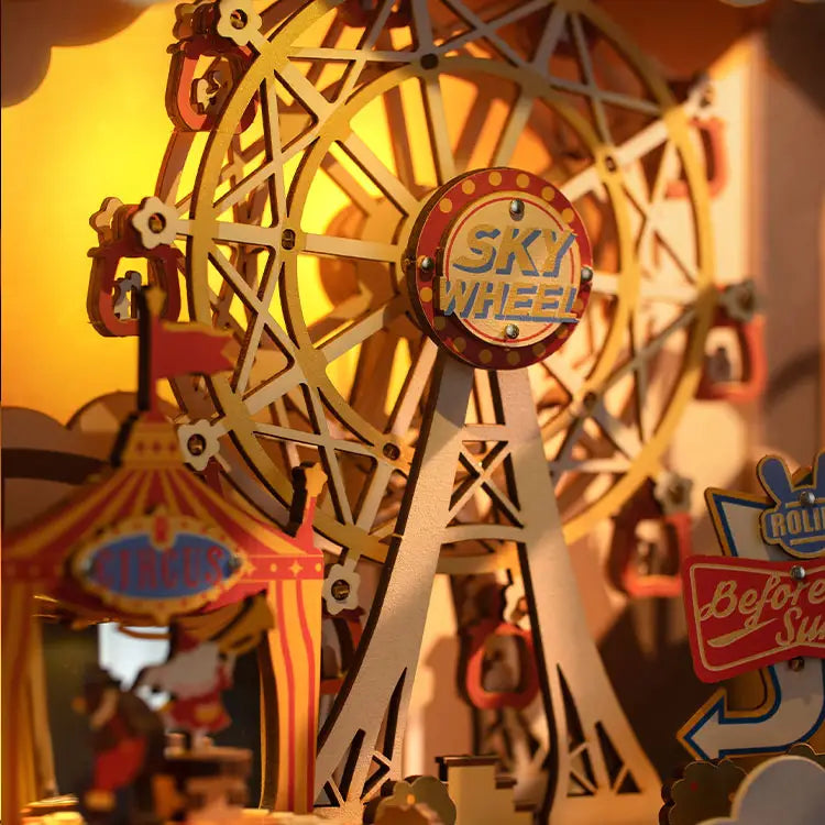 Robotime Rolife Music Dreamer Sunset Carnival - DIY 3D Holz Puzzle Spieluhr mit Licht NerdMania