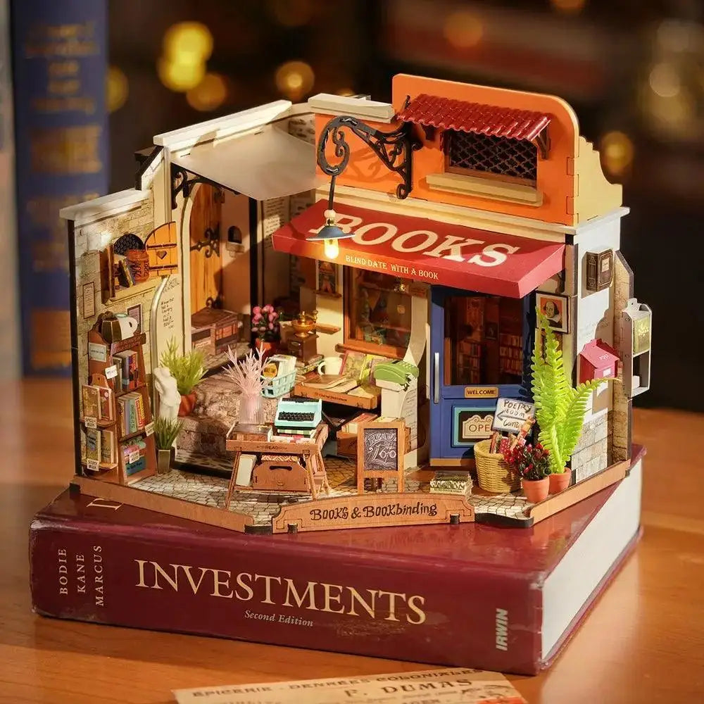 Rolife Corner Bookstore - Bausatz für Miniaturhäuser DG164 Holzbau Buchhandlung - NerdMania