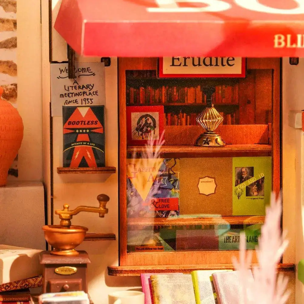 Rolife Corner Bookstore - Bausatz für Miniaturhäuser DG164 Holzbau Buchhandlung - NerdMania