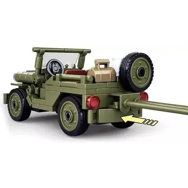 Sluban Bausatz,US Willys Jeep mit Pak, WW2, US Army, 143 Teile,NEU SL95713 - NerdMania