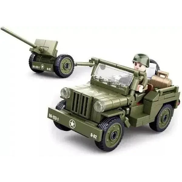 Sluban Bausatz,US Willys Jeep mit Pak, WW2, US Army, 143 Teile,NEU SL95713 - NerdMania