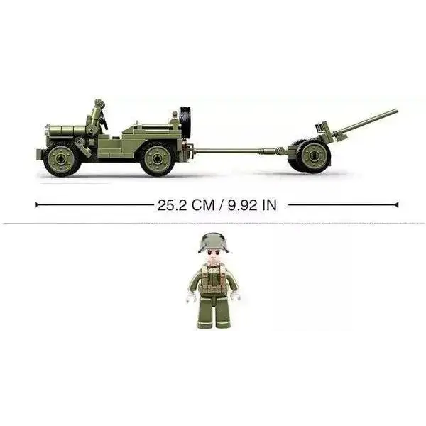 Sluban Bausatz,US Willys Jeep mit Pak, WW2, US Army, 143 Teile,NEU SL95713 - NerdMania