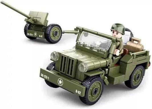 Sluban Bausatz,US Willys Jeep mit Pak, WW2, US Army, 143 Teile,NEU SL95713 - NerdMania