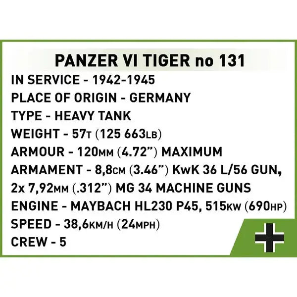COBI 3123 Panzer VI Tiger I no 131 Historical Collection Bausteine NerdMania